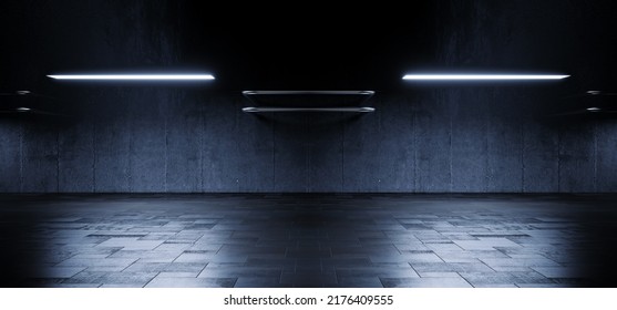 Modern Clean Rough Concrete Asphalt Grunge Underground Parking Hallway Basement Warehouse Hangar Dark Showcase Studio Stage Room 3D Rendering Illustration