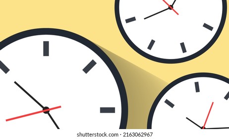 Modern clock moving animation, Concept of Time wrap, time travel, and the multiverse. Space-time concept with infinite clocks moving fast.
