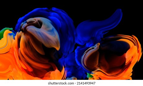 Modern  Color Paint Drops In Water , Abstract Color Mix Background,