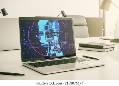 Modern Computer Screen Creative Human Head Stock Illustration ...