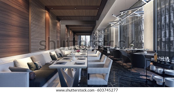 Modernes Design Der Restaurant Lounge 3d Stockillustration