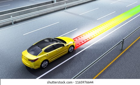 Modern Concept Of A Safe Car Collision Avoidance System 3d Render Image