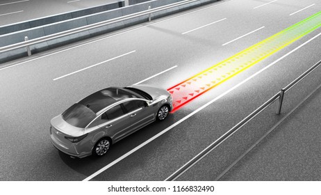 Modern Concept Of A Safe Car Collision Avoidance System 3d Render Image