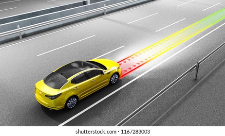 Modern Concept Of A Safe Car Collision Avoidance System 3d Render Image