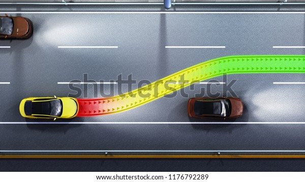 modern concept of a safe car Collision monitoring\
system 3d render\
image