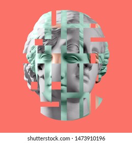 Modern Conceptual Art Colorful Poster With Ancient Statue Of Bust Of Venus. Collage Of Contemporary Art.