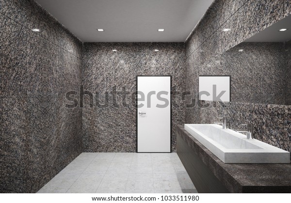 Modern Concrete Bathroom Interior Large Mirror