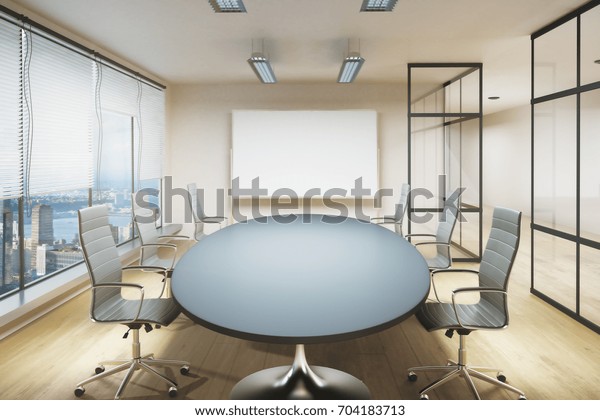 Modern Conference Room Equipment Blank Whiteboard Stock