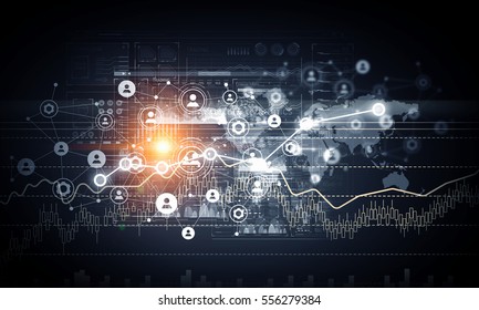 Modern connection technologies background . Mixed media