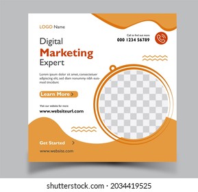 Modern Corporate Promotion Square Banner For Social Media Post Template. Minimalist Square Flyer For Corporate Business