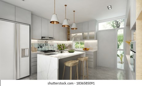 Modern Cozy House Kitchen Room Interior Stock Illustration 1836585091