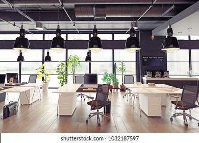 modern cozy loft office interior. 3d rendering