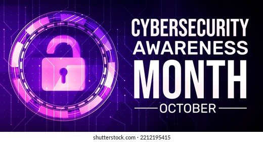 Modern Cybersecurity Awareness Month Background With Lock Open And Glowing Lights. Cybersecurity Month October Wallpaper Design