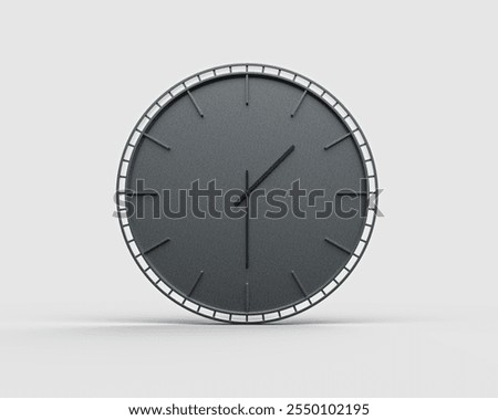 A Modern Dark Gray Wall Clock One Thirty 1:30 Minimalist For Modern Interiors 3D Illustration