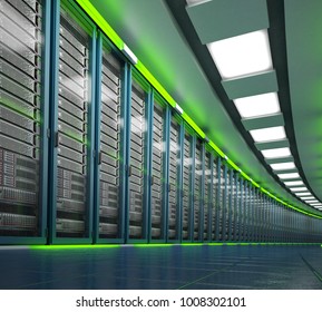 Modern Datacenter. Cloud Computing. 3d Rendering