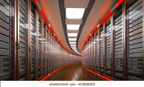 Modern Datacenter. Cloud Computing. 3d Rendering