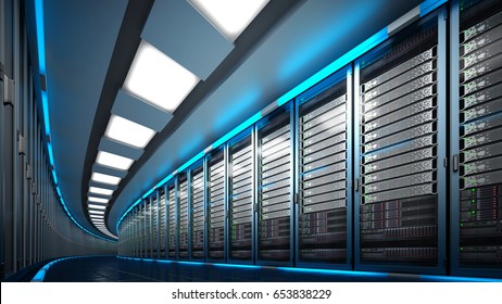 Modern Datacenter. Cloud Computing. 3d Rendering