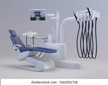 Modern dental chair on a white background. Dental equipment. 3d rendering - Powered by Shutterstock