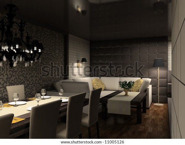 Modern Design Interior Cafe 3d Render Stock Image Download Now