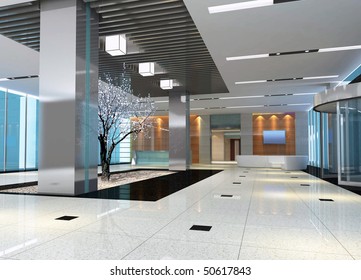 modern design interior of hall,corridor. 3D render