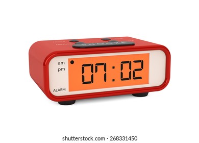 Modern Digital Alarm Clock On A White Background