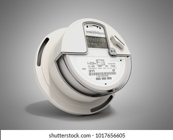 Modern Digital Electric Meter 3d Render On Grey