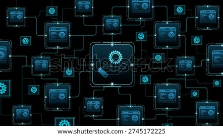 A modern digital network visual featuring interconnected gears and circuits, symbolizing innovation and technology's influence on industry.