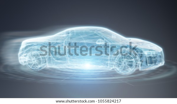 Modern digital smart car interface isolated opn\
grey background 3D\
rendering