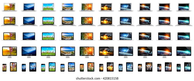 Modern digital tech devices on white background '3D rendering'