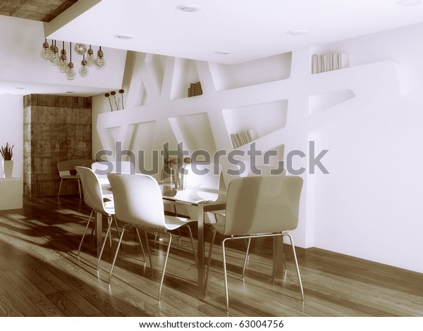 Modern Dining Room Decor Construction On Stock Image Download Now