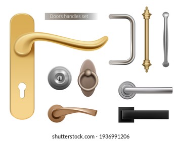 Modern Door Handles Silver Golden Metal Stock Illustration 1936991206