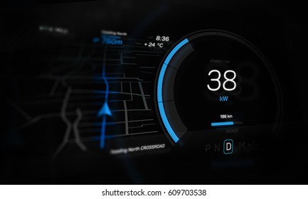 Modern Electric Car Dashboard 3D Illustration (3D Rendering)