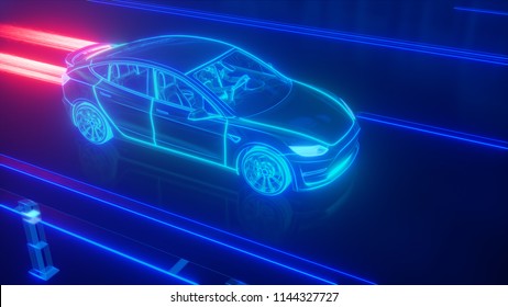 Autonomous Self Driving Electric Car Change Stock Illustration 1121978573