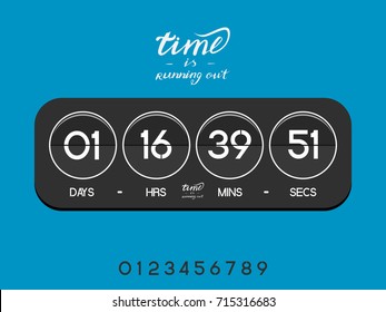 Modern Electronic Countdown Timer For The Website. Circle Section. Days, Hours, Minutes, Seconds. Grey Blue Background.