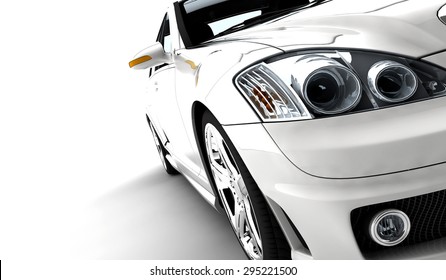 A Modern And Elegant White Car On A White Background