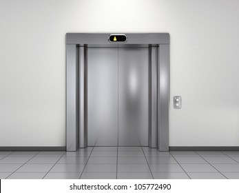 Modern Elevator With Closed Doors