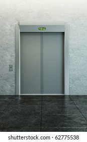 Modern Elevator With Closed Doors