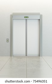 Modern Elevator With Closed Doors