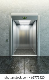 Modern Elevator With Open Doors