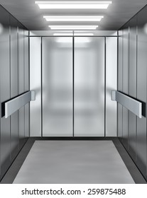 Modern elevator with opened door