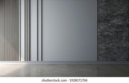 Modern empty mock up interiors design of living room space and wall texture background, 3d rendering