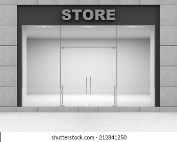 Modern Empty Store Front With Big Windows 