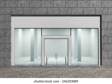 Modern Empty Store Front With Big Windows