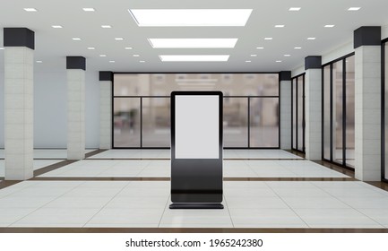 A modern empty totem, kiosk, digital signage, 3d rendering