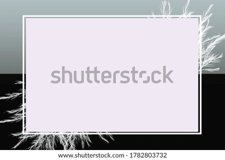 Modern Empty White Rectangle Frame With Feathers On Gradient Background-For Social Media, Pictureframe, Poster, Banner, Invitation & Greeting Card.