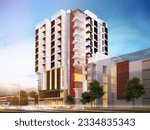 Modern exterior commercial, mixed use  residential building