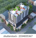 Modern exterior commercial, mixed use  residential building