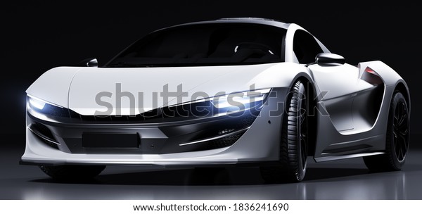 Modern fast sports car in studio light.\
Brandless supercar style. 3D\
illustration