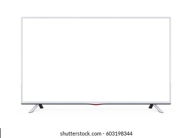 Modern Flat Led Or Lcd TV On A White Background. 3d Rendering. 