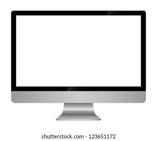 Modern Flat Screen Computer Monitor, Isolated On White Background